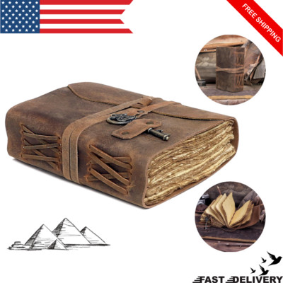 Vintage Leather Journal Antique Handmade Leather Bound journal with deckle daily-image