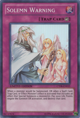 Yugioh Solemn Warning CT08 Super Rare Limited VLP-image
