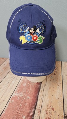 WALT DISNEY WORLD BASEBALL CAP MICKEY 2005 WHERE THE PARTY NEVER ENDS BLUE Hat-image