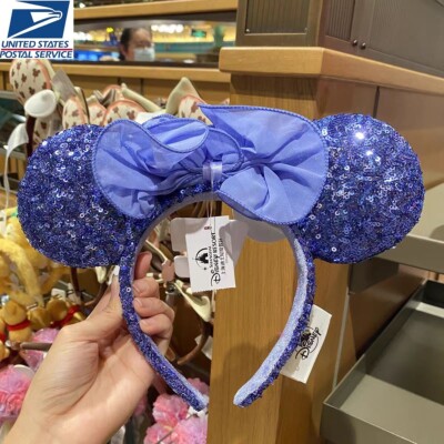 Disney Parks Purple Hydrangea Blue Iris Minnie Mouse Ears Headband New-image