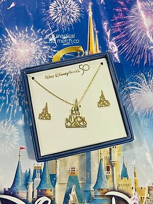 2021 Walt Disney World 50th Anniversary Castle Necklace And Earring Jewelry Set-image
