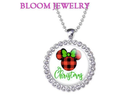 RED BUFFALO MINNIE CHRISTMAS NECKLACE WALT DISNEY WORLD DISNEYLAND JEWELRY-image