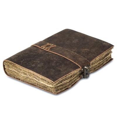  Vintage Leather Journal Handmade Buffalo 7 x 5 Deckle Edge Paper Distressed-image