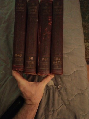 The American Educator Encyclopedia, Vol. 4,5,7,10, 1953, Leather, Good. k-image