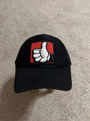 Vintage Walt Disney World Mens Hat Black Snapback Mickey Mouse Glove Thumb Up-image