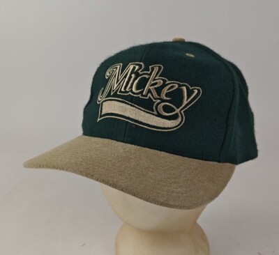 Vintage Walt Disney World Mickey Mouse Dark Green Tan Wool & Suede Snapback Hat-image