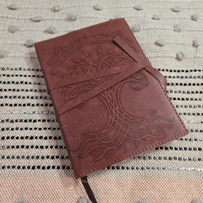 Brown Leather Bound Journal ~ Lined Pages ~ Tree of Life ~ NEW-image