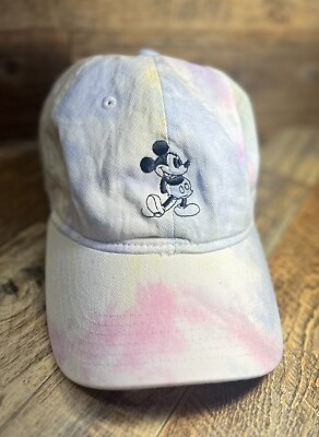 Disney Pastel Mickey Mouse Tie-Dye Baseball Cap •Adult Size •Preowned-image