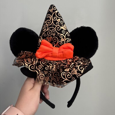 Disney Parks Minnie Mouse Witch Ears Halloween 2009 Orange and Gold-image