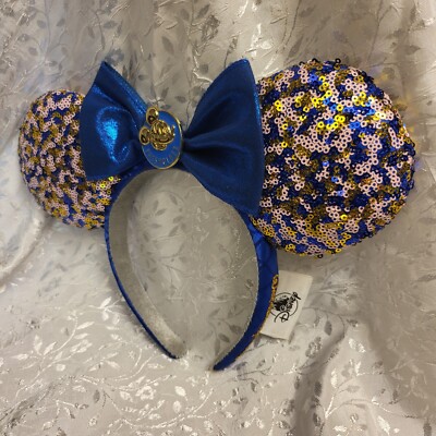 WDW Minnie Mouse Ears Disney Parks Headband Exclusive Blue Sequins New No Tags-image
