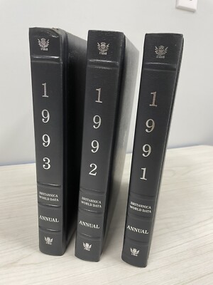 Encyclopedia Britannica Annual World Data Book of the Year Leather 1991-1993-image