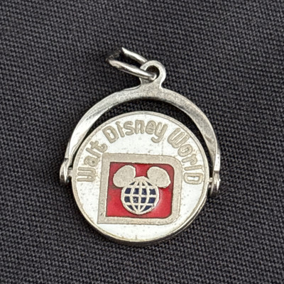 Vintage Walt Disney World Sterling Silver & Enamel Micky Mouse Spinner Charm...-image