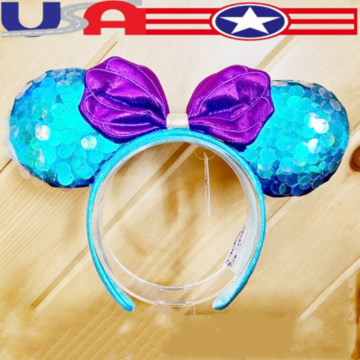 Disney Parks Little Mermaid Ariel Purple Rare Limited Minnie Ears Headband US💖-image