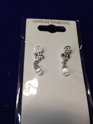 Disney Arribas Mickey Icon Dangle Teardrop Earrings W Crystal from Swarovski NEW-image