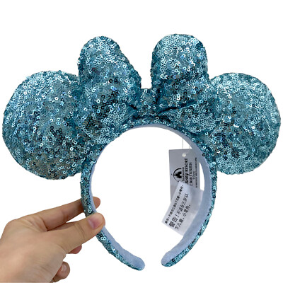 Loungefly Disney Parks Resort Ears Minnie limited Ribbon Sequin Blue Headband US-image