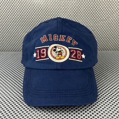 Walt Disney World Mickey Mouse 1928 Patch Hat Cap Adult Blue Spell Out Logo-image