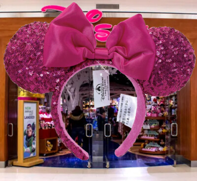 Authentic Disney-sequined bow Minnie Mouse ear headband Shanghai parks Gift-image