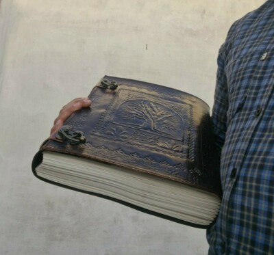 Handmade Tree of Life Leather Journal diary Celtic Book of Shadow wicca vintage-image