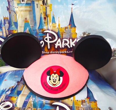 Disney MINNIE MOUSE EARS HAT, PINK, WDW patch, YOUTH SIZE, souvenir, EUC!-image