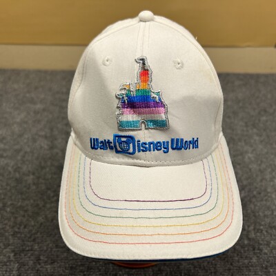 Walt Disney World LGBTQ Castle Logo Cap Adult Adjustable White Gay Pride Hat-image