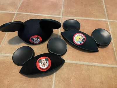 Walt Disney World Mickey Mouse Ears Black Felt Hat Made in the USA x 3 VINTAGE-image