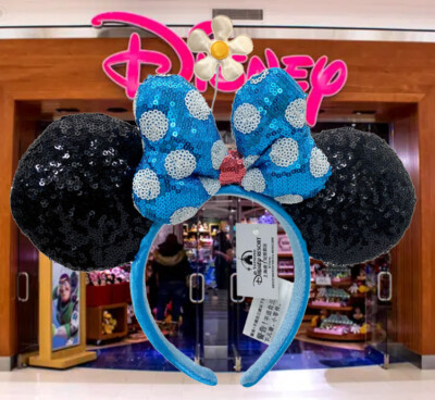 Disney'Parks Minnie Ears Hat Timeless Flower Sequins Polka Dot Headband-image