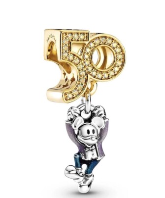 2022 New Walt Disney World 50th Anniversary Pandora Charm Gold Mickey Mouse-image