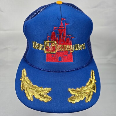 VINTAGE Walt Disney World Rope Snapback Hat Embroidered Blue Mesh-image