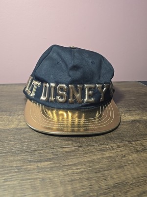 Disney Parks WALT DISNEY WORLD BASE BALL HAT Black Gold Cap Metallic Snap Back-image