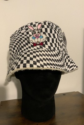 Disney Parks White Rabbit Alice In Wonderland Checkboard Sherpa Lined Bucket Hat-image