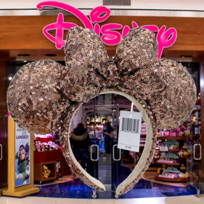 Disney-Parks Brown Sequins Bow Ears Anniversary Minnie Limited Headband-image