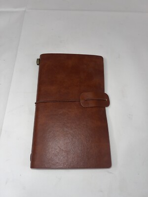 Leather Bound Journal Blank Paper Graph Paper Zip Pouch Card Holder Insert Brown-image