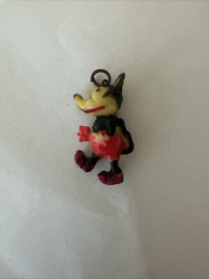 Vintage Celluloid Mickey Mouse Necklace Pendant 1920's Antique Disney Jewelry -image