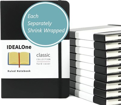 Black 10 pack, Hardcover Leather Journal Notebook Lined–A5(5.7 x 8),College r...-image
