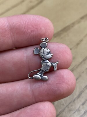 925 Sterling Silver ~ Walt Disney Productions ~ Mickey Mouse Vintage WDW Charm-image