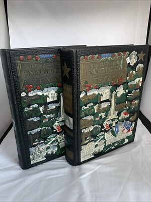 THE HISTORICAL ENCYCLOPEDIA OF TEXAS Volumes 1 & 2 1940s Leather VTG-image