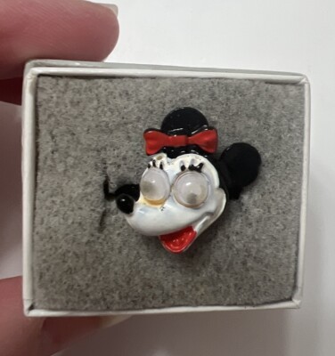 VINTAGE 1960s Walt Disney World WDW MINNIE MOUSE Googly Eyes Ring, Great Paint!!-image