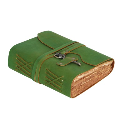 Handmade Leather Bound Journal with Lock and Key with Vintage Cotton Paper-image