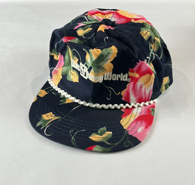 Vintage Walt Disney World Hat Cap Unisex Snapback Floral Rope 80s Mens Rare-image