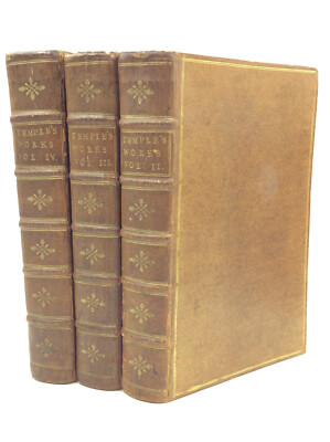 THE WORKS OF SIR WILLIAM TEMPLE, Bart., v. II-IV - 1757 - Leather - -image