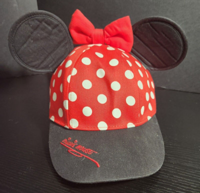 NEW Walt Disney World Minnie Mouse Ears Bow hat cap snapback Polka Dots-image