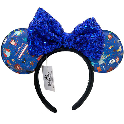 Sequins Bow Minnie Ears Mickey Mouse DisneyParks Ears Blue Headband Ears-image