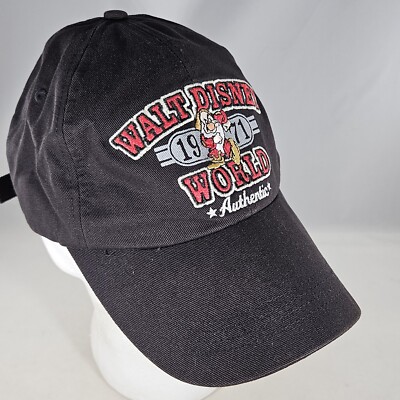 Walt Disney World 1971 Black Authentic Grumpy Hat Adjustable Strap Buckle Cap-image