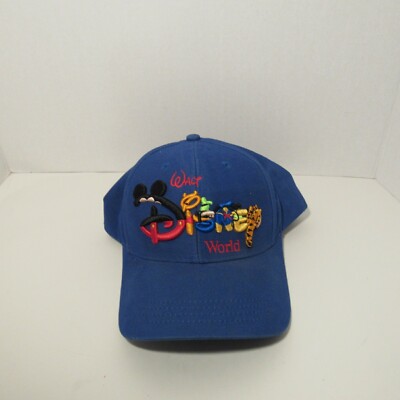 Walt Disney World Blue Baseball Cap Hat Mickey Mouse Characters Embroidered Logo-image