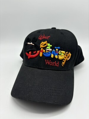 Walt Disney World Hat Cap Embroidery Size Adult Adjustable Black Vintage Mickey-image