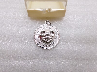 Vintage Mickey Mouse Charm 3D Sterling Silver Walt Disney World Florida NIB -image