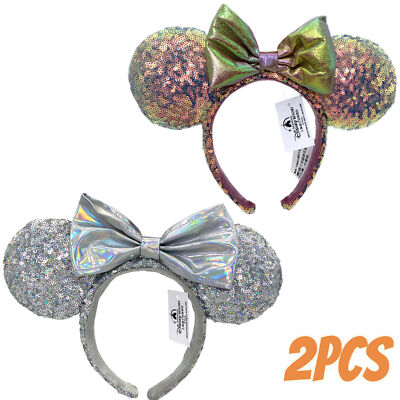 50th Anniversary Earidescent Iridescent Pink Ears+Silver Rainbow Disney-Headband-image