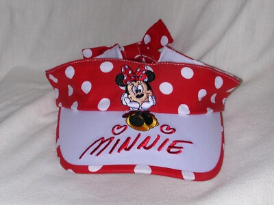 Minnie Mouse Visor White Red Polka Dot Embroidered Youth Disney World Girls-image
