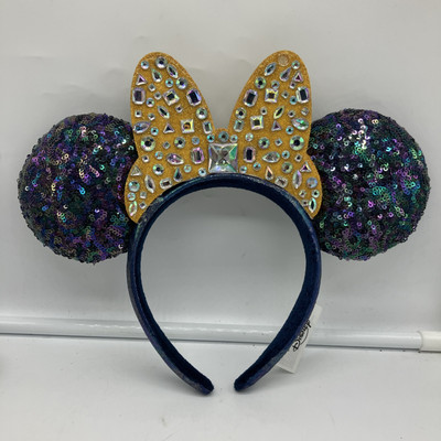 Disney Parks Minnie Mouse 50th Anniversary WDW 2021 Blue Gold Ear Headband -image