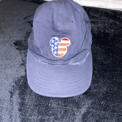 Vintage Walt Disney World USA Flag Strap Back Cap Hat Rare-image